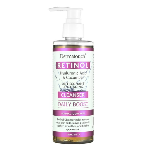 Dermatouch Retinol Natural Face Wash Skin Cleanser with Hyaluronic Acid, Cucumber, 8 fl Oz