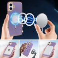 thumbnail image 2 of Designed for iPhone 16 Plus Magnetic Phone Case,Compatible with Mag-Safe,Anti-Scratch PU Leather Bumper,Shockproof Elegant Electroplated Rugged Ultra Slim Thin Phone Case,Darkpurple, 2 of 7
