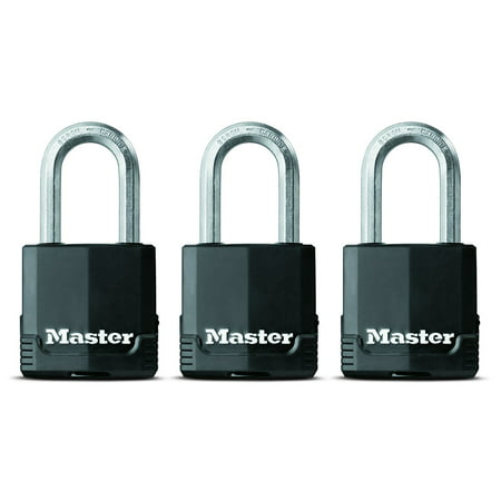Padlock, Magnum Covered Laminated Steel Lock, 1-7/8 in. Wide, M115XTRILF (Pack of 3-Keyed Alike), PADLOCK APPLICATION: For indoor and outdoor use; Lock is best used for.., By Master (Best Lock And Key)