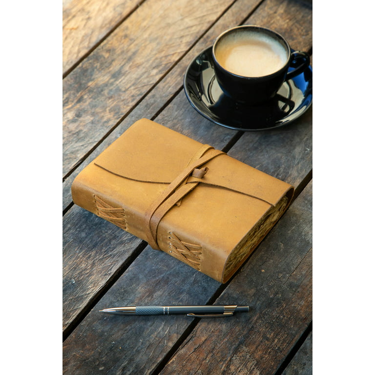 EMCOLLECTION Premium Leatherbound Writing Journal Set: Real Authentic  Antique Style & Handmade W Lined Paper & Blank Pages for Writing, Travel  Diary