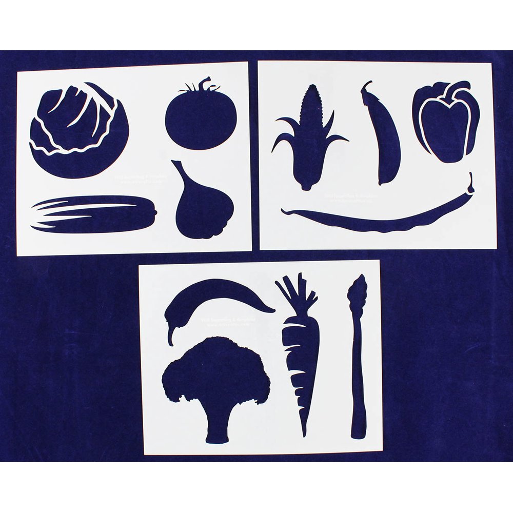 Vegetable Stencils 3 Piece Set 8 x 10 Inches