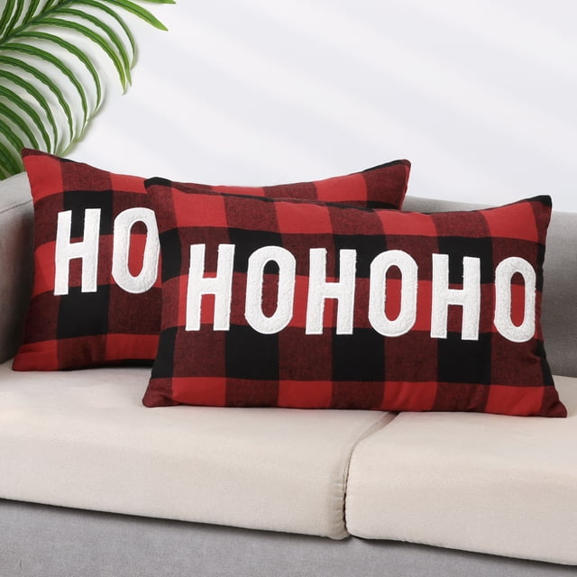 REGALWOVEN Pack de 2 fundas de cojín con estampado de cuadros, fundas decorativas de granja 12' x 20'