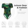 thumbnail image 6 of Rateoe Peacock Feathers2 Printed Women Rash Guard Short Sleeve,Tummy control Swimsuit Surfing Swimsuit Bathing Suit Short-sleeved Onesie UPF 50+, 6 of 6