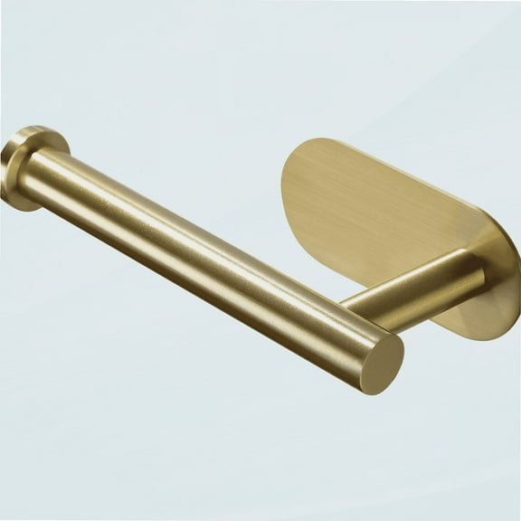 Adhesive Toilet Paper Holder - Brushed Brass Toilet Roll Holder Stick on Wall for Bathroom, SUS 304 Stainless Steel