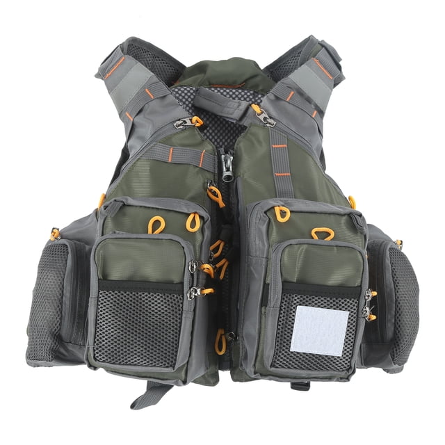 Chaleco de pesca de nailon ajustable, chaleco de malla transpirable para exteriores, chaquetas con bolsillos