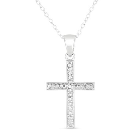 Diamond-Accent Sterling Silver Cross Pendant, 18