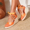 thumbnail image 2 of Pandaie Closed Toe Sandals for Women 3.35 Inch Wedge Platform Espadrilles Heels Lace up Summer Beach Dressy Walking Shoes Size 6-10, 2 of 8