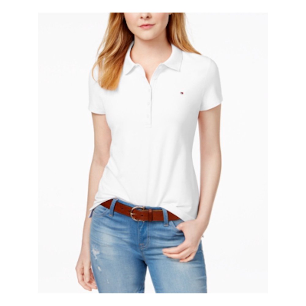 Tommy Hilfiger - TOMMY HILFIGER Womens White Short Sleeve Henley T ...