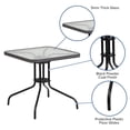 thumbnail image 2 of 28'' Square Tempered Glass Metal Table with Black Rattan Edging, 2 of 9