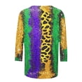 thumbnail image 5 of QATAINLAV 2024 Shirt 3/4 Sleeve Mardi Gras Womens Fancy Blouse Carnival Costume Mask Print Tunic Theme Party Round Collar Tee Multicolor L, 5 of 6
