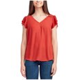 thumbnail image 1 of BCX Womens Tiered-Flutter-Sleeve Shell Blouse, terracotta, Juniors, S, 1 of 1