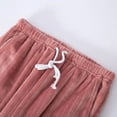 thumbnail image 4 of SWSMCLT Women's Fuzzy Fleece Pajama Pants Soft Ribbed Closed Bottom Pockets Casual Loungewear Knit Plush Lounge Pants Comfy Winter Thick Warm Oversized Loose Fit Pink X-Small, 4 of 5