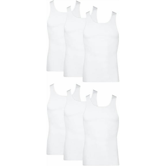 Hanes Men's Lightweight Cotton Moisture-Wicking Tank Undershirts, 6 Pack, Size: Medium