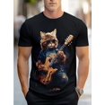 thumbnail image 1 of Cotton Blend Men's 3D Guitar Print Summer Fashion T-Shirt - Casual Short Sleeve, Round Neck, 1 of 5