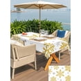 thumbnail image 4 of Outdoor Tablecloth with Umbrella Hole and Zipper, Christmas Rectangle Table Cloth 54x80 Inch Waterproof Tablecloth, Winter Xmas Yellow Snowflakes Textured Picnic Table Cover for Patio Camping, 4 of 7