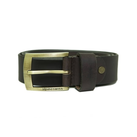 Leather Jean Casual Belt - Alpine Swiss Men’s Leather Belt Slim 1 1/4” Casual Jean Dakota Signature Buckle