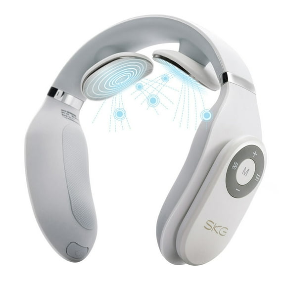 SKG SKG 4098 White Neck Massager with Remote - Multifunctional Cervical Spine Therapy, 6 Massage Modes, Ergonomic U-Shape Design, 15 Intensity Levels, 1500mAh Battery, Micro-USB Charging
