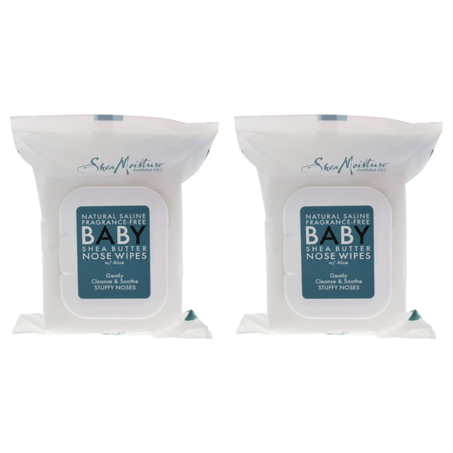 Natural Saline Fragrance-Free Baby Shea Butter Nose Wipes - Pack of 2 by Shea Moisture for Kids - 30 Pc Wipes
