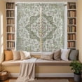thumbnail image 2 of Sage Green Boho Kitchen Curtains 63 Inch Length, Vintage Abstract Ethnic Tribe Tiers Curtains for Living Room Berdoom Bathroom, Light Filtering Drapes Rod Pocket Window Treatment 2 Panels 42"Wx63"L, 2 of 8
