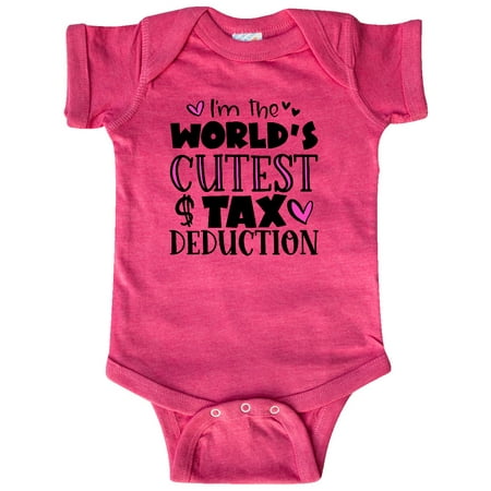 

Inktastic I m the Worlds Cutest Tax Deduction Pink Hearts Gift Baby Boy or Baby Girl Bodysuit