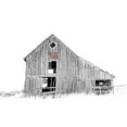 thumbnail image 2 of Schell, Jennie Marie 32x26 White Modern Wood Framed Museum Art Print Titled - Old Barn Us Flag Black And White, 2 of 4