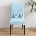 thumbnail image 5 of Chair Covers for Dining Room Set of 4,Christmas Trees Gnomes Stretch Seat Protector Removable Washable Chairs Slipcovers for Kitchen Banquet Wedding Hotel,Winter Snowflake on Blue, 5 of 6