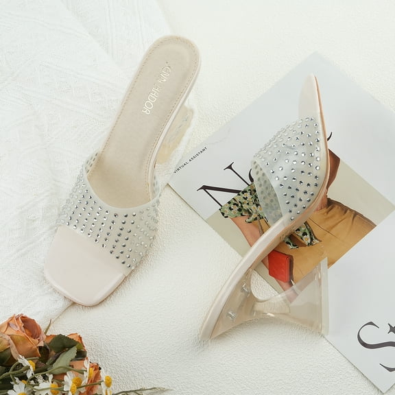 JENN ARDOR Chunky Heel Sandals for Holiday Party Wedding Dress Pumps Shoes