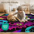 thumbnail image 4 of ODIKA 8'x10' Washable Area Rug Vivid: Eclectic Horror Gothic Imagery with Skulls, Specters, for Dining Room, Large Office, Lounge, Non-Slip Chair-Friendly Mat, 4 of 7