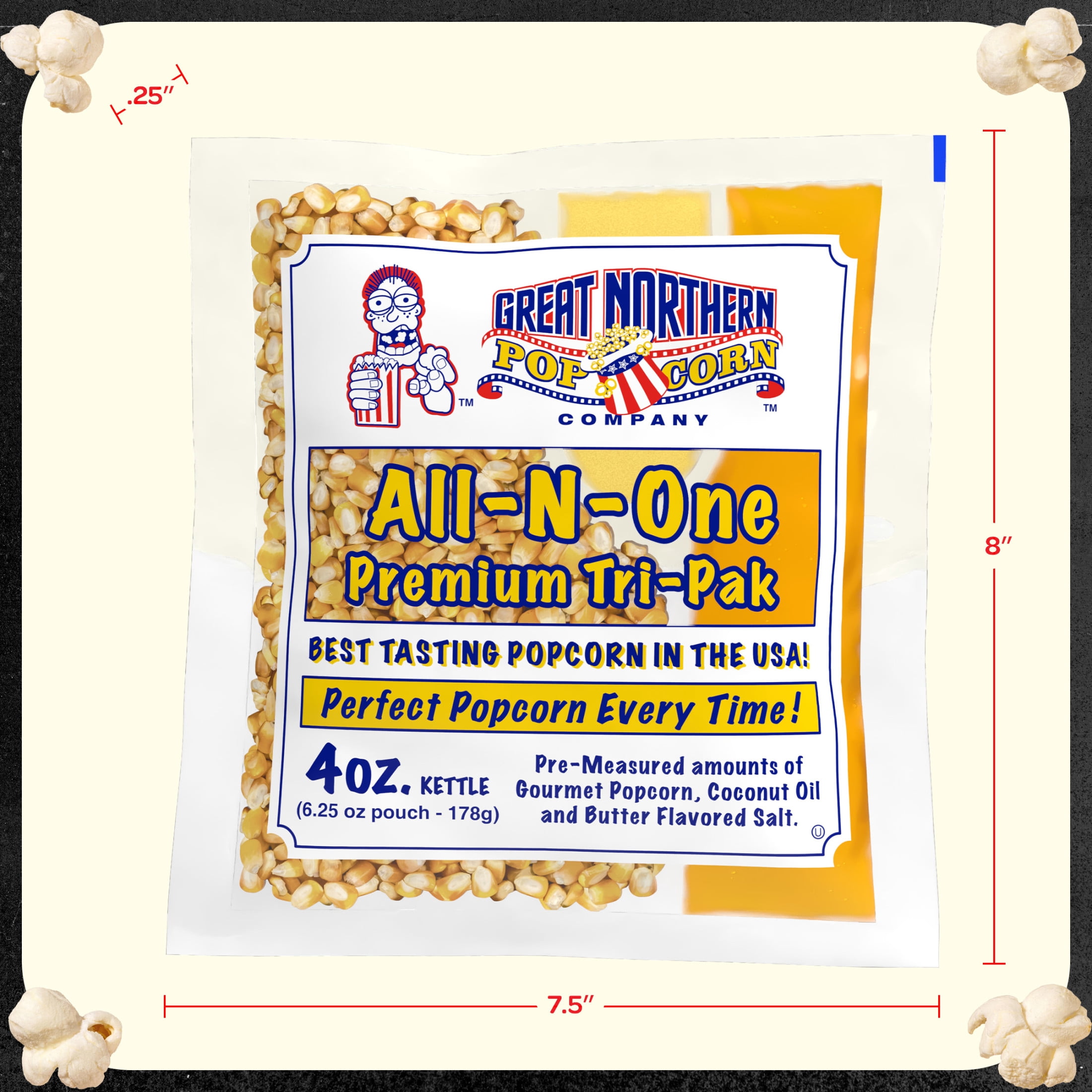 Great Northern Popcorn 4oz Popcorn Machine Popcorn Packets - All in One Popcorn Packs (40 Case)