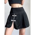thumbnail image 2 of Minifaldas góticas de estilo chino con nudo para mujer, corte en A, cintura alta, plisadas, negras, estilo académico vintage oscuro., 2 of 6