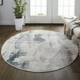 thumbnail image 5 of 6' Ivory Blue And Pink Round Abstract Stain Resistant Area Rug, 5 of 5
