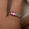 thumbnail image 4 of Pyrope garnet ring, solitaire ring, square cut, natural garnet ring, engagement ring, 4 of 4