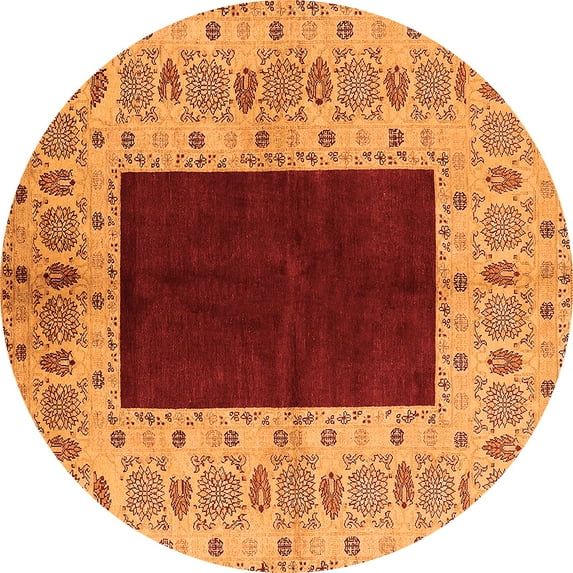 Ahgly Company Indoor Round Oriental Orange Traditional Area Rugs, 3' Round