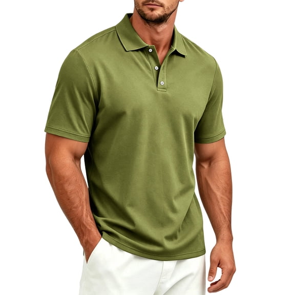 Mens Golf Polo Shirts Performance Dry Fit Moisture Wicking Casual Solid Short Sleeve Polo Shirts for Men