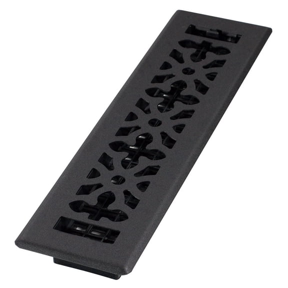 Decor Grates 2x12 Gothic Floor Register Vent Cover, Adjustable Airflow Control, Textured Black (AGH212-BLK)