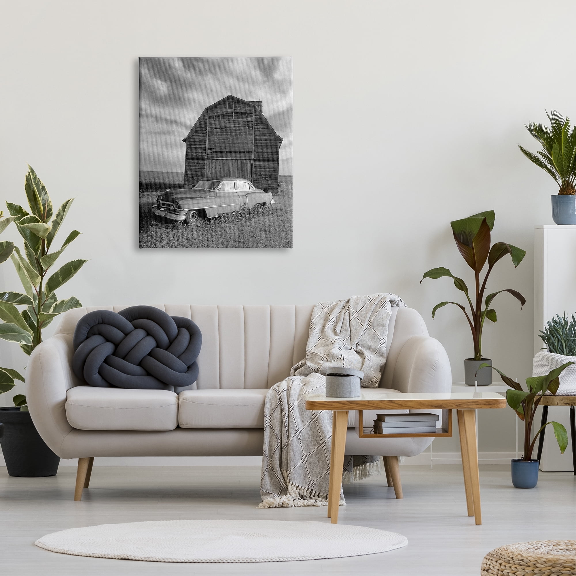 Stupell Industries Vintage Car & Barn Transportation Photography Gallery Wrapped Canvas Art Print Wall Art, 30 x 40