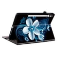 thumbnail image 4 of For Samsung Galaxy Tab A8 10.5" (SM-X200/X205/X207) Folio Case with Stand/Card Slots/Elastic Band Closure/Pen Loop Holder, Stylish Cute PU Leather Protective Lightweight Slim Cover, Blue White Flower, 4 of 7