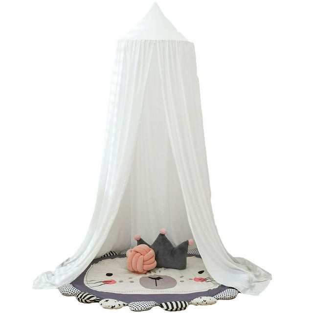 YOPTOP Lit pour Enfants Doux Respirant Rideau de Lit Dôme Couverture de Lit Décorative Princesse Suspendue Grand Rideau avec Crochet Adhésif, Blanc