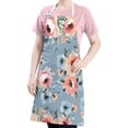 thumbnail image 5 of Pioneer Flower Floral Print Pattern Apron-Garden Aprons for Women with Pockets-Cotton Linen Waterproof Kitchen Cooking Gardening Aprons Adjustable for Kitchen,Cooking,BBQ and Salon 33x27 Inch, 5 of 7