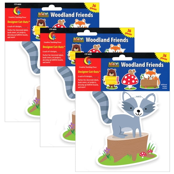 Creative Teaching Press Woodland Friends 6" Designer Cut-Outs, 108 Pieces