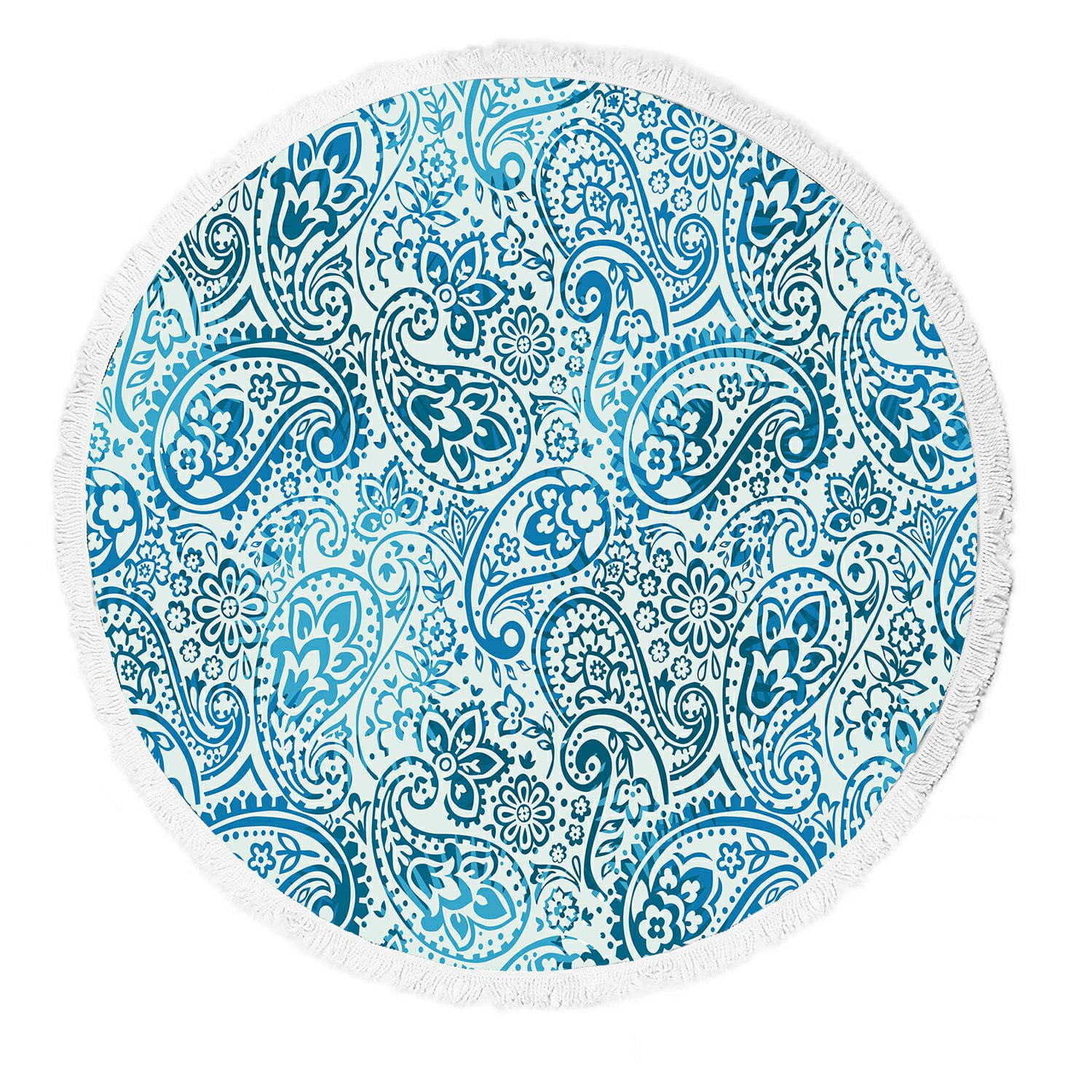 GCKG Flower Floral Beach Towel, Paisley Blue Beach Towel Beach Blanket