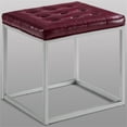 thumbnail image 4 of Posh Living Nolan Tufted Faux Leather Cube Ottoman with Metal Frame in Purple, 4 of 7