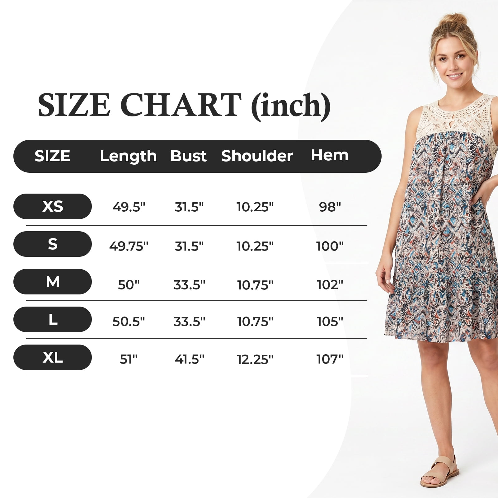 Alvantor Women's Cream Multi Printed Midi Dress with Crochet Yoke and Tiered Hem
