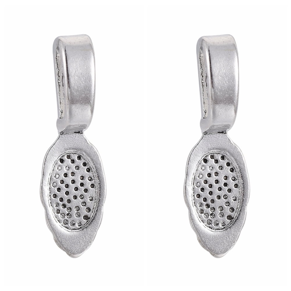 Tibetan style Alloy Glue-on Flat Pad Bails Cadmium Free & Nickel Free & Lead Free Antique Silver 26x8x7mm Hole: 5x8mm