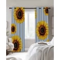 thumbnail image 4 of Yellow Sunflower Blackout Curtains for Bedroom Living Room Darkening Curtains 96 Inches Long Blue Beige Striped Beige Vintage Window Curtain 2 Panels Set Window Treatment Grommet Drapes 52"x96", 4 of 9