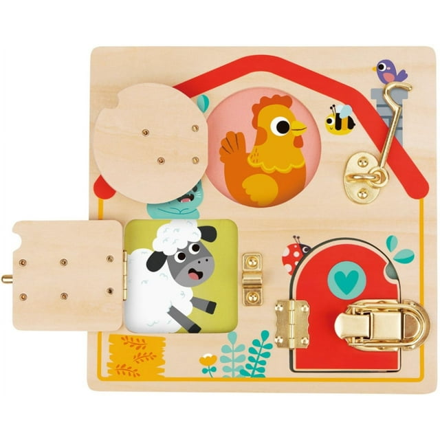 TOOKYLAND Wooden Busy Board - Activity Board, Preschool Learning Sensory Toy for Kids 3 Years Old +