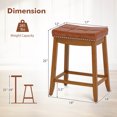 thumbnail image 3 of Costway Saddle Bar Stools Set of 2 with PU Leather Seat Solid Rubber Wood Frame Footrest, 3 of 8
