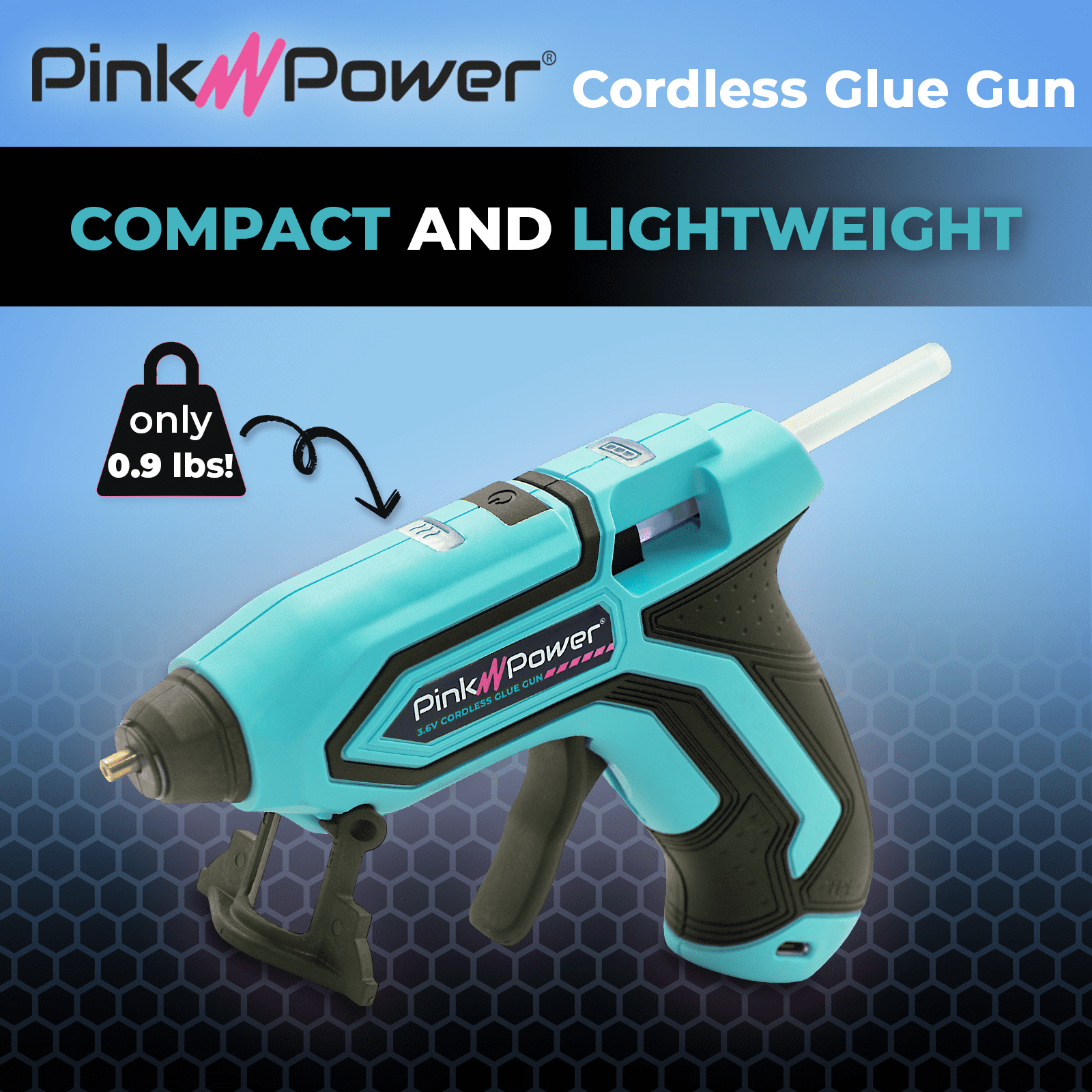Pink Power Cordless Mini Hot Glue Gun with Stand - USB Rechargeable Wireless Hot Melt Glue Gun Kit with 20 Glue Sticks - Battery Operated Cordless Glue Gun for Crafts - Portable Blue Hot Glue Gun