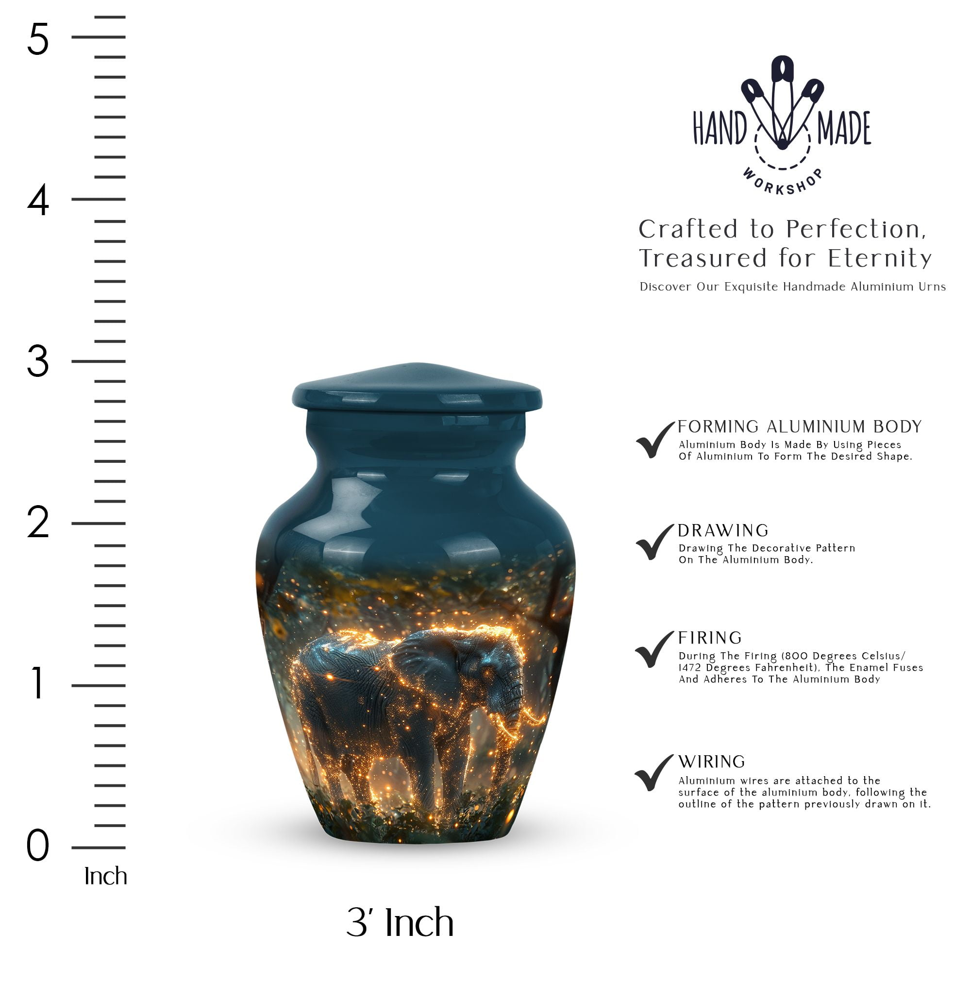 Enchanted Forest Behemoth Black Urn - Memorial Keepsakes For Ashes - Cremation Urns For Adult Ashes Men - Human Cremation Urns (Size -3inch,1Pcs)