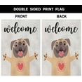 thumbnail image 3 of Funny Dog Welcome Burlap Garden Flag Double Sided Premium Fabric Greeting Cute Dog Sweet Pug Hug Outdoor Decoration Banner for Yard Lawn 12.5" x 18", 3 of 6
